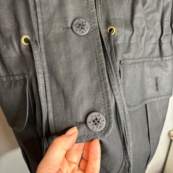 Sonia Rykiel Paris Linen Blend Trench Coat Black - Picture 7 of 11